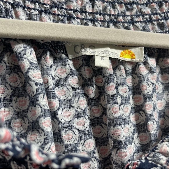 C & C California Linen Blend Oversize Balloon Sleeve Paisley Blouse Women's S - Picture 6 of 8